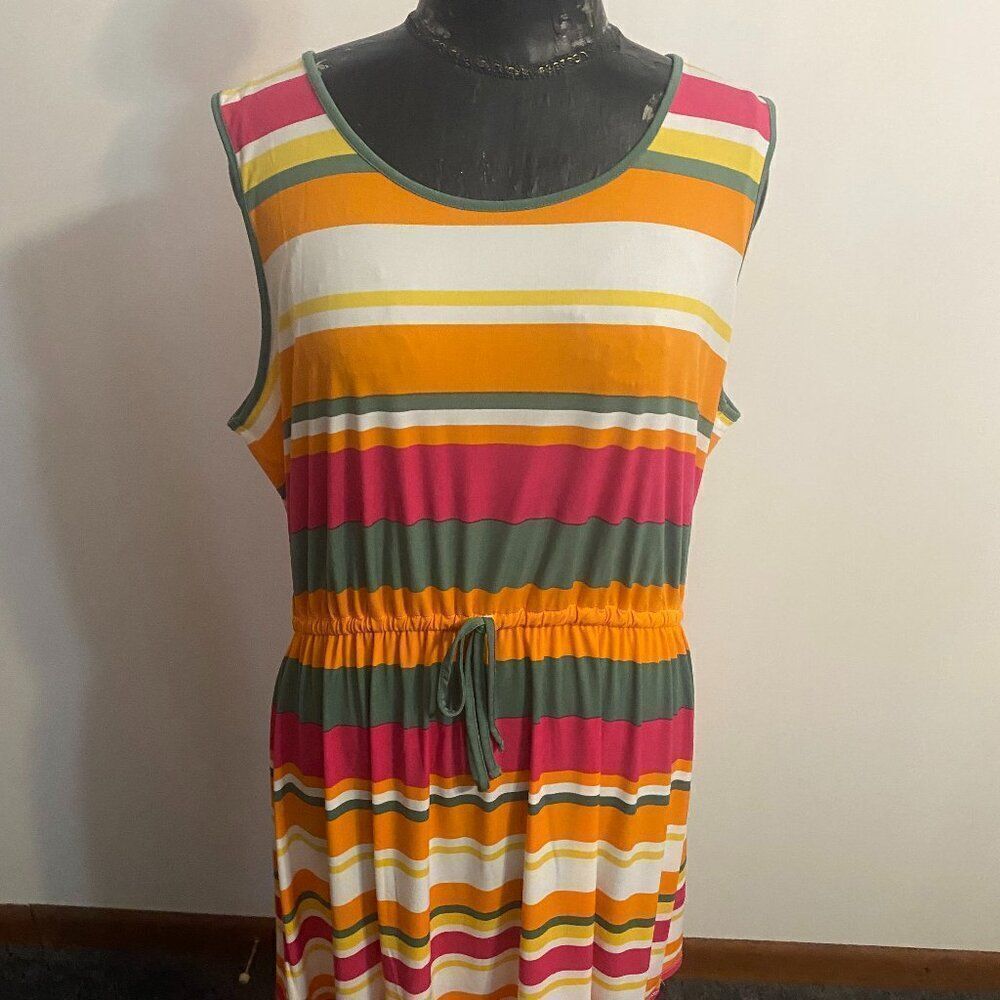 Avon Studio 1886 Striped Tank top drawstring waist dress. size 1X